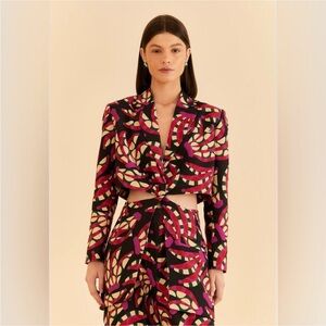 Farm Rio: Colorful Patterned cut out Blazer